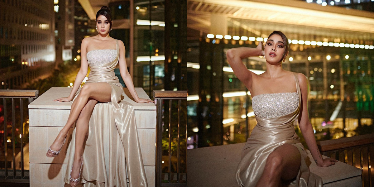Janhvi Kapoor once gets trolled by the netizens for her bold look in a gold shimmery gown